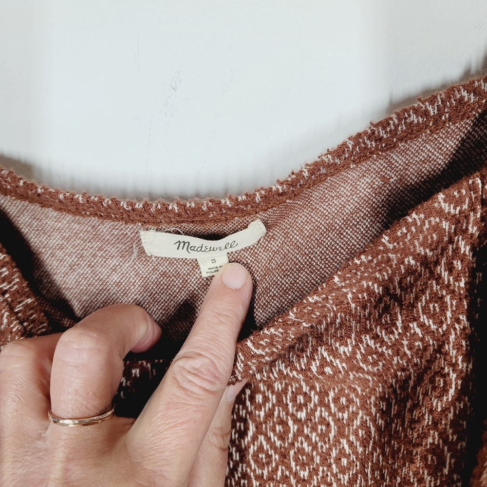 Madewell Jacquard Puff-Sleeve Crop Top, Size Small - Picture 4 of 5
